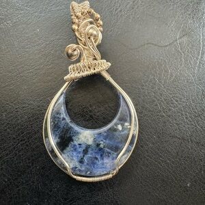 Elegant Blue and Silver Moon Pendant Necklace